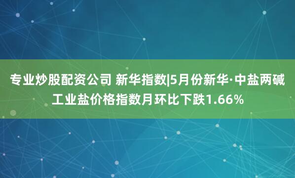 专业炒股配资公司 新华指数|5月份新华·中盐两碱工业盐价格指数月环比下跌1.66%